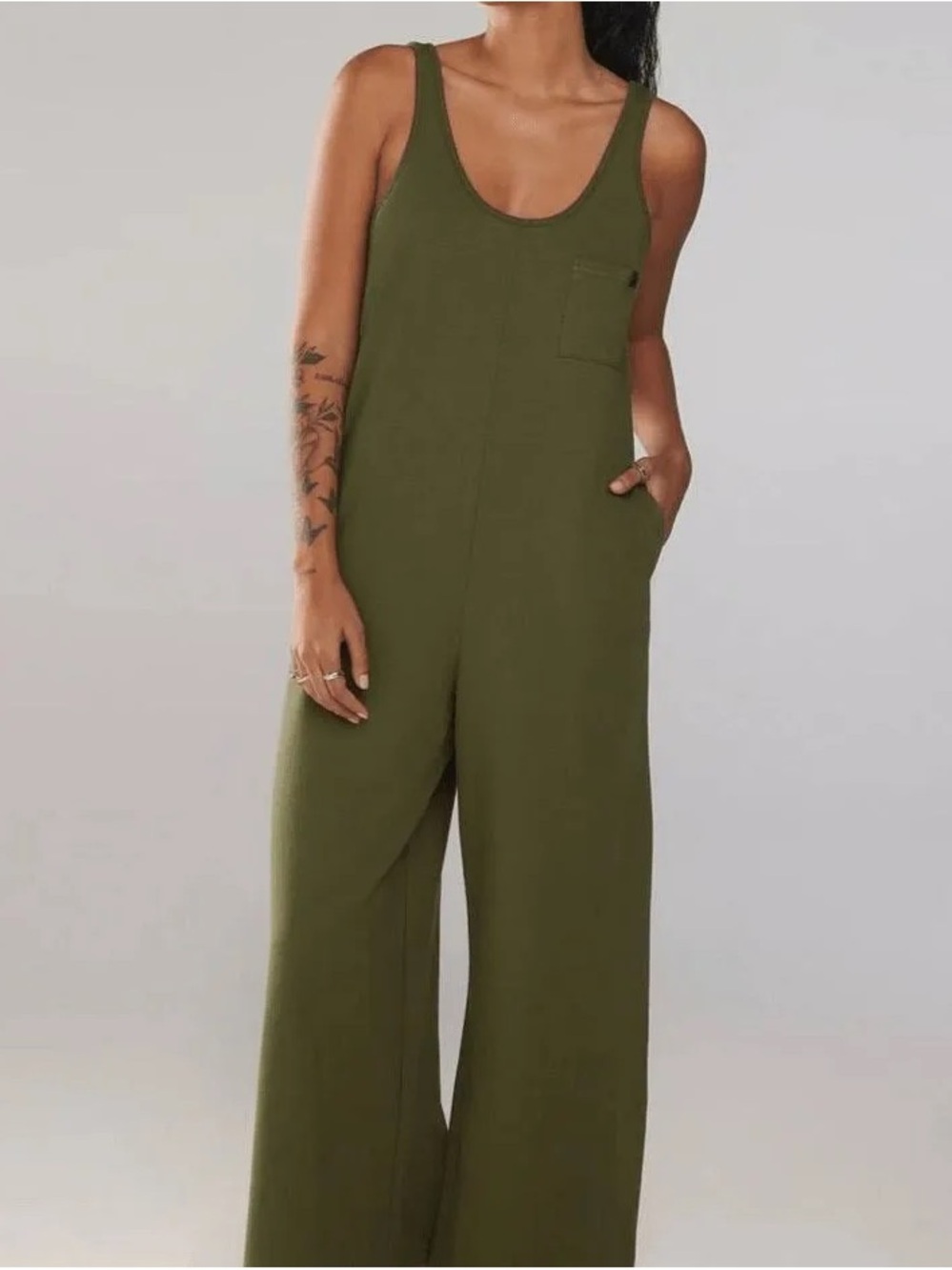 NWT SAVAGE X FENTY XSSENTIAL RELAXED ONESIE OLIVE GRAY